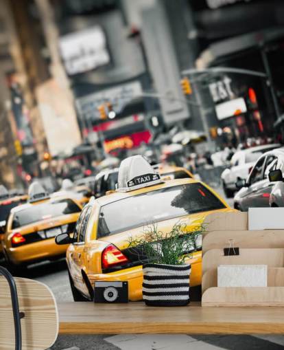 Taxi gialli di New York nella carta da parati stradale Taxi gialli di New York nella carta da parati stradale