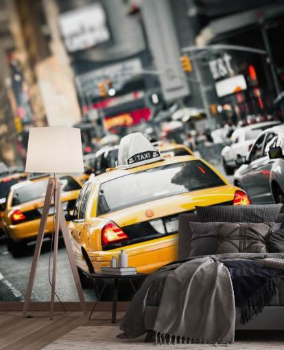 New York Yellow Taxis in Street Wallpaper