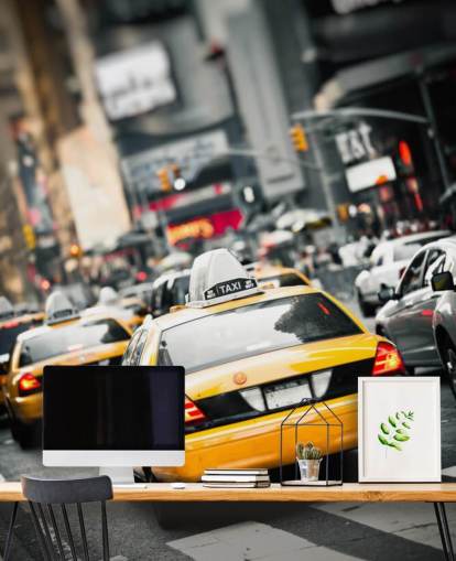 New York gule taxier i Street Wallpaper New York gule taxier i Street Wallpaper