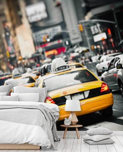New York Yellow Taxis in Street Wallpaper