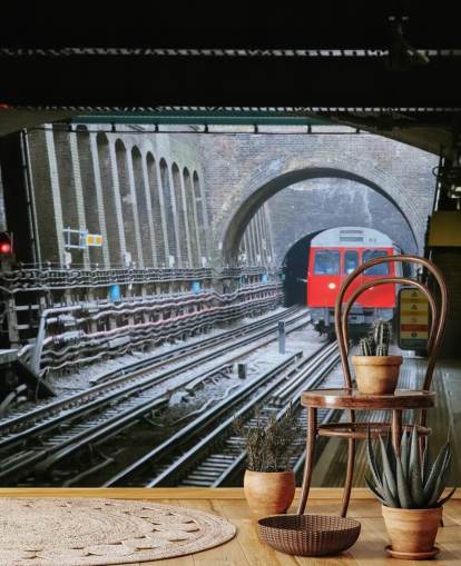 tfl wallpaper mural called London Underground Train Wallpaper for offices, businesses and home offices