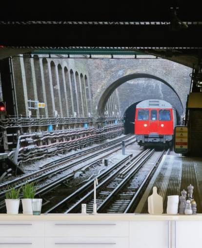 tfl wallpaper mural called London Underground Train Wallpaper for offices, businesses and home offices