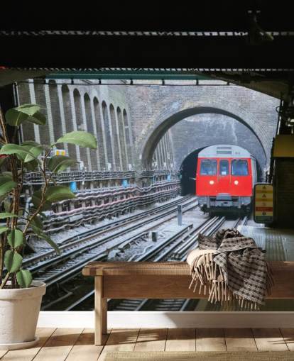 mural de papel de parede tfl chamado London Underground Train Wallpaper para escritórios, empresas e escritórios domésticos