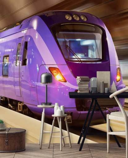 Papel Pintado Tren Morado