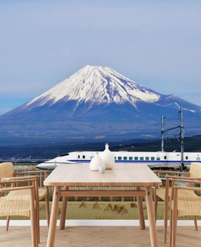 Fondo de pantalla nevado del monte Fuji y el tren Fondo de pantalla nevado del monte Fuji y el tren