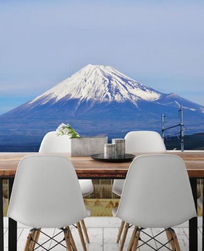 Snow Capped Mount Fuji and Train Wallpaper