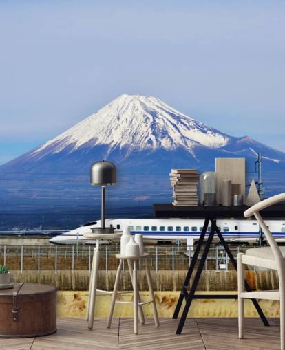 Snow Capped Mount Fuji and Train Wallpaper Snow Capped Mount Fuji and Train Wallpaper