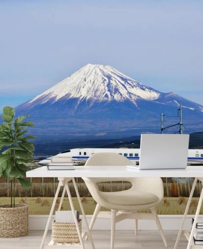 Snö tak Mount Fuji och tåg tapeter Snö tak Mount Fuji och tåg tapeter