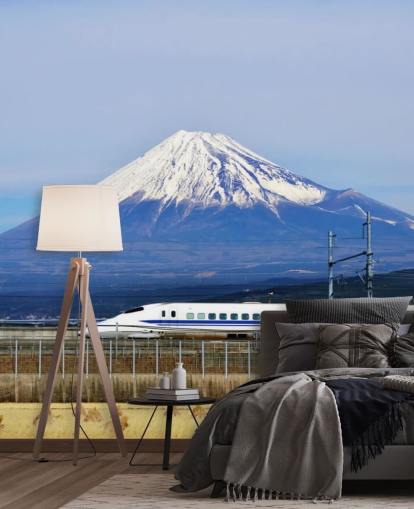 Snow Capped Mount Fuji ja Juna Taustakuva