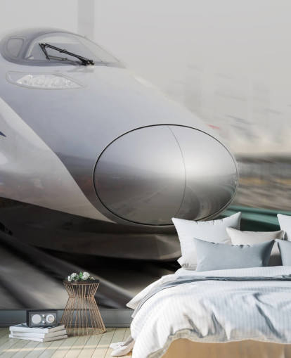 Carta da parati con treno proiettile grigio