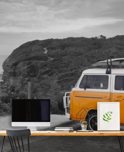 Keltainen Campervan Taustakuva Keltainen Campervan Taustakuva