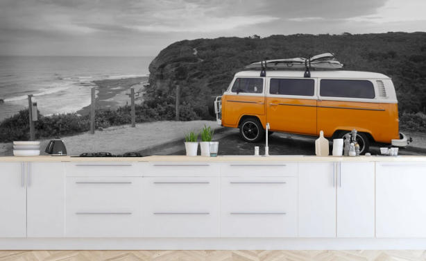 Gul Campervan Baggrund