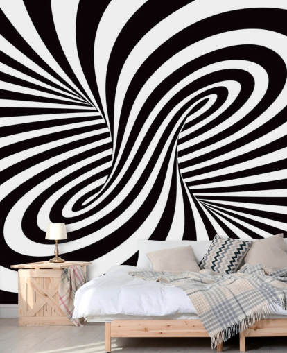 3D-Fototapete mit optischem Schwarzweiss-Wirbel