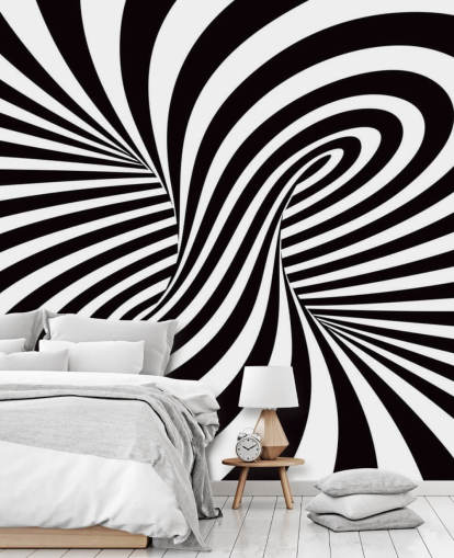 3D-Fototapete mit optischem Schwarzweiss-Wirbel