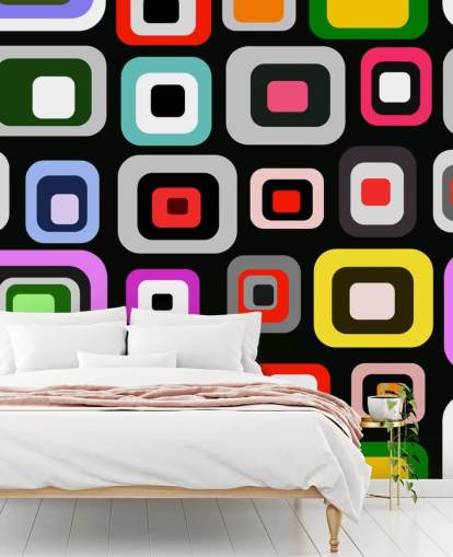 Kleurrijk retro abstract behang