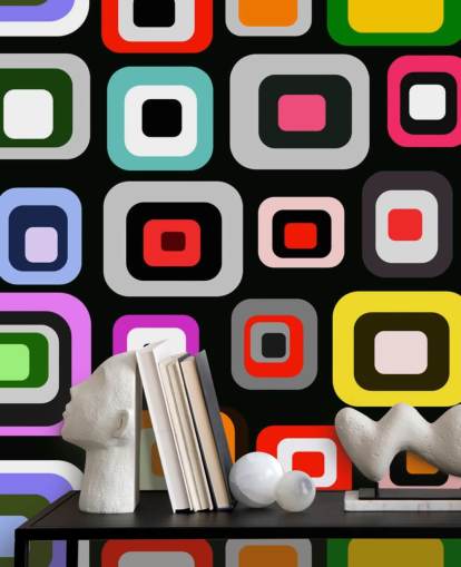 Bunte Retro Abstrakte Tapete