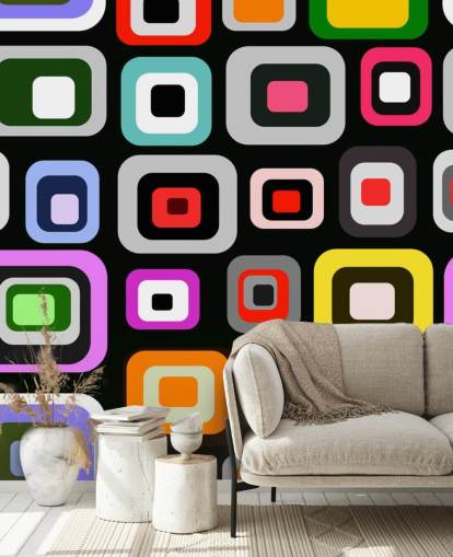 Kleurrijk retro abstract behang