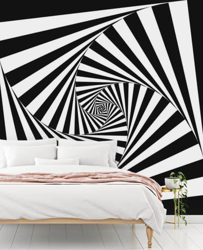 Papel de parede de arte óptica em preto e branco Papel de parede de arte óptica em preto e branco