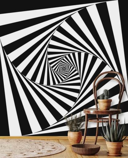 Fondo de pantalla de arte óptico en blanco y negro