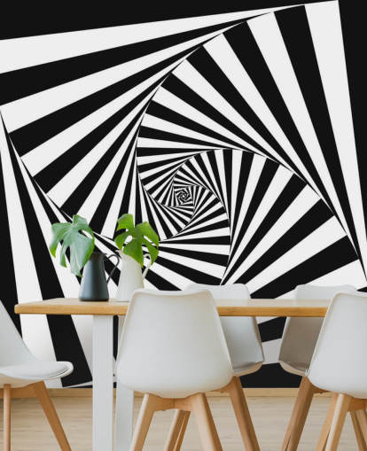 Papel de parede de arte óptica em preto e branco Papel de parede de arte óptica em preto e branco
