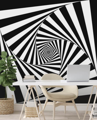 Fondo de pantalla de arte óptico en blanco y negro