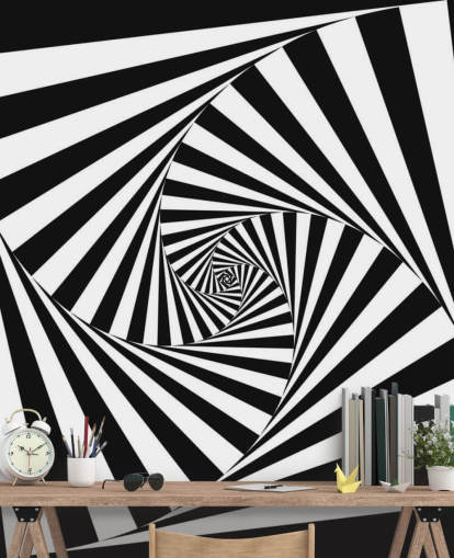 Carta da parati in bianco e nero di arte ottica Carta da parati in bianco e nero di arte ottica