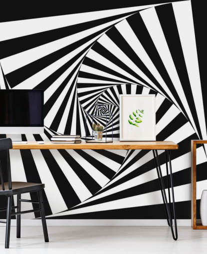 Sort og hvid optisk kunst tapet