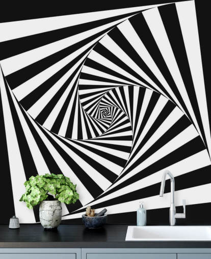 Papel de parede de arte óptica em preto e branco Papel de parede de arte óptica em preto e branco