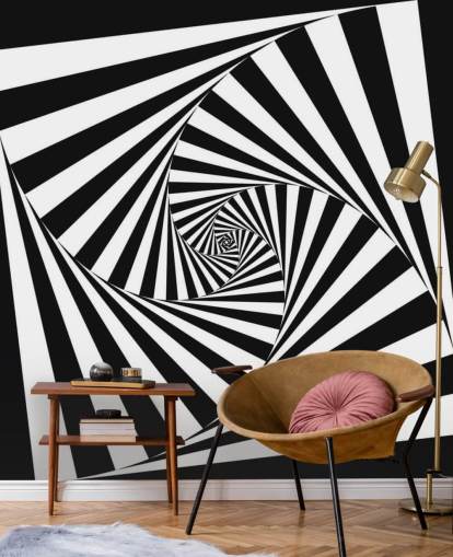 Fondo de pantalla de arte óptico en blanco y negro