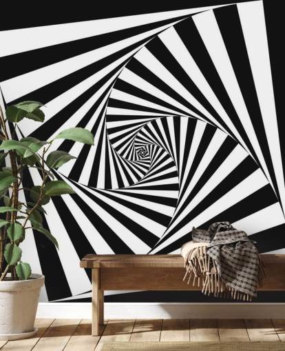 Carta da parati in bianco e nero di arte ottica Carta da parati in bianco e nero di arte ottica
