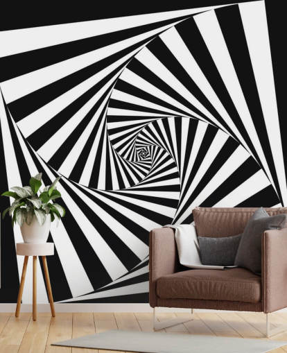 Papel de parede de arte óptica em preto e branco