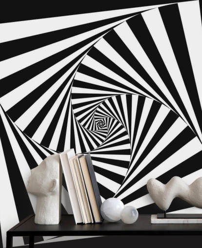 Fondo de pantalla de arte óptico en blanco y negro