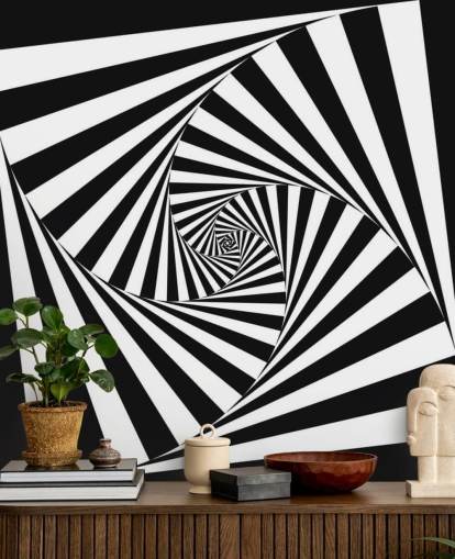 Fondo de pantalla de arte óptico en blanco y negro