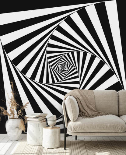 Carta da parati in bianco e nero di arte ottica