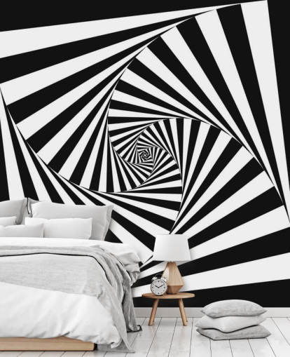 Fondo de pantalla de arte óptico en blanco y negro