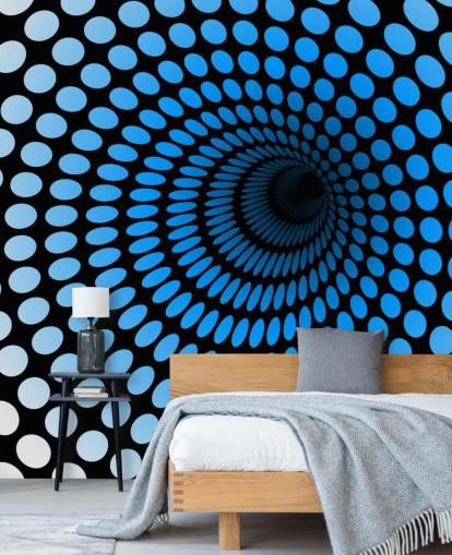 3D blauwe gestippelde tunnel behang 3D blauwe gestippelde tunnel behang