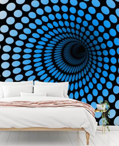3D Blue Dotted Tunnel Wallpaper