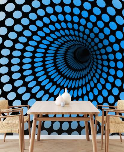 Papel pintado 3D túnel punteado azul