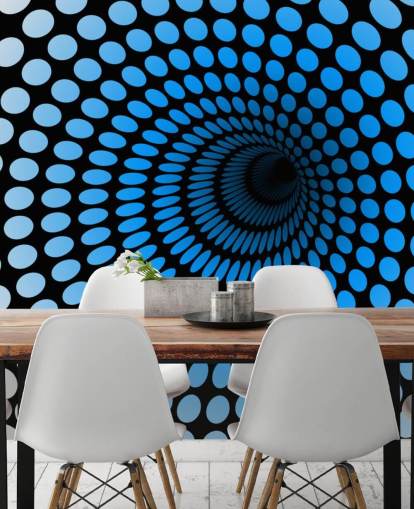 3D blauwe gestippelde tunnel behang 3D blauwe gestippelde tunnel behang