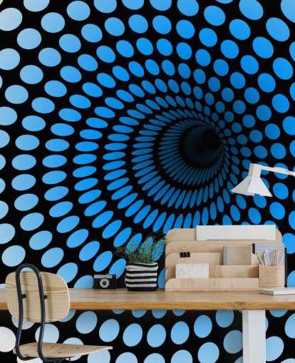 3D Blue Dotted Tunnel Wallpaper