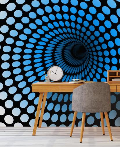 Carta da parati a tunnel blu 3D