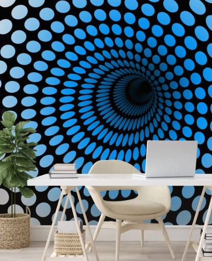 3D Blue Dotted Tunnel Wallpaper