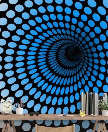 3D Blue Dotted Tunnel Wallpaper