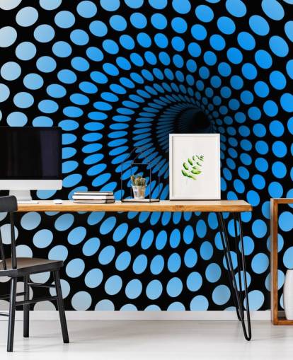 3D Blue Dotted Tunnel Wallpaper