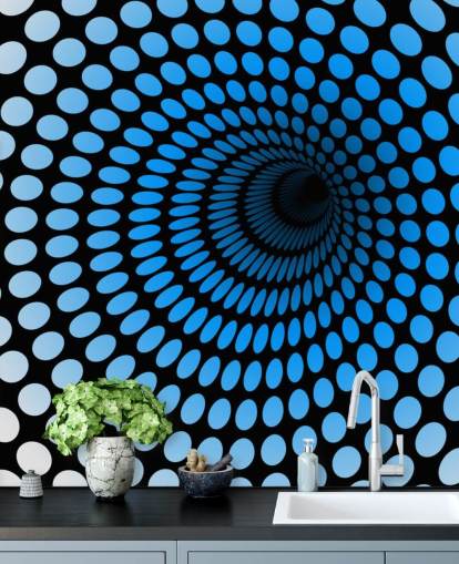 3D Blue Dotted Tunnel Wallpaper