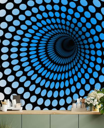 Carta da parati a tunnel blu 3D