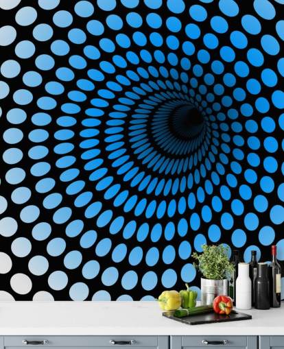 3D Blue Dotted Tunnel Wallpaper