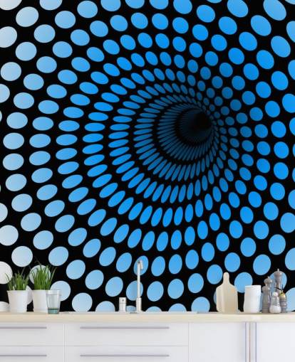 3D Blau gepunktete Tunnel-Tapete 3D Blau gepunktete Tunnel-Tapete