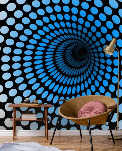 3D Blue Dotted Tunnel Wallpaper