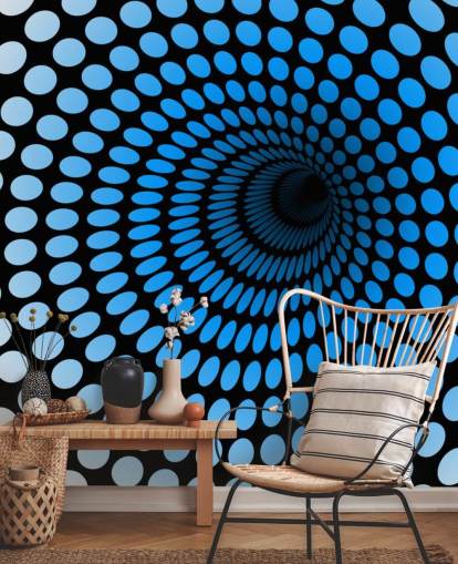 3D Blue Dotted Tunnel Wallpaper